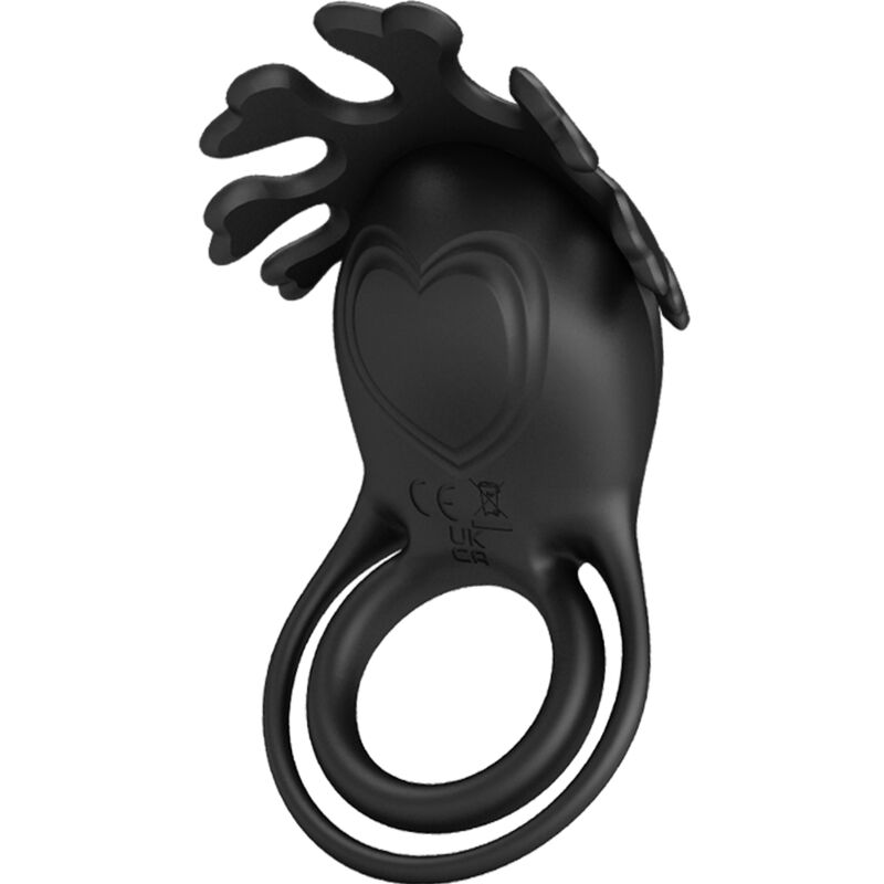 Anello vibratore Ruben 7 vibrazioni in silicone nero di Pretty Love