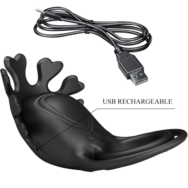 Anello vibratore Ruben 7 vibrazioni in silicone nero di Pretty Love, immagine 8