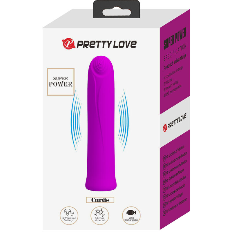 Vibratore Curtis mini super power 12 vibrazioni in silicone Violetto di Pretty Love, immagine 7