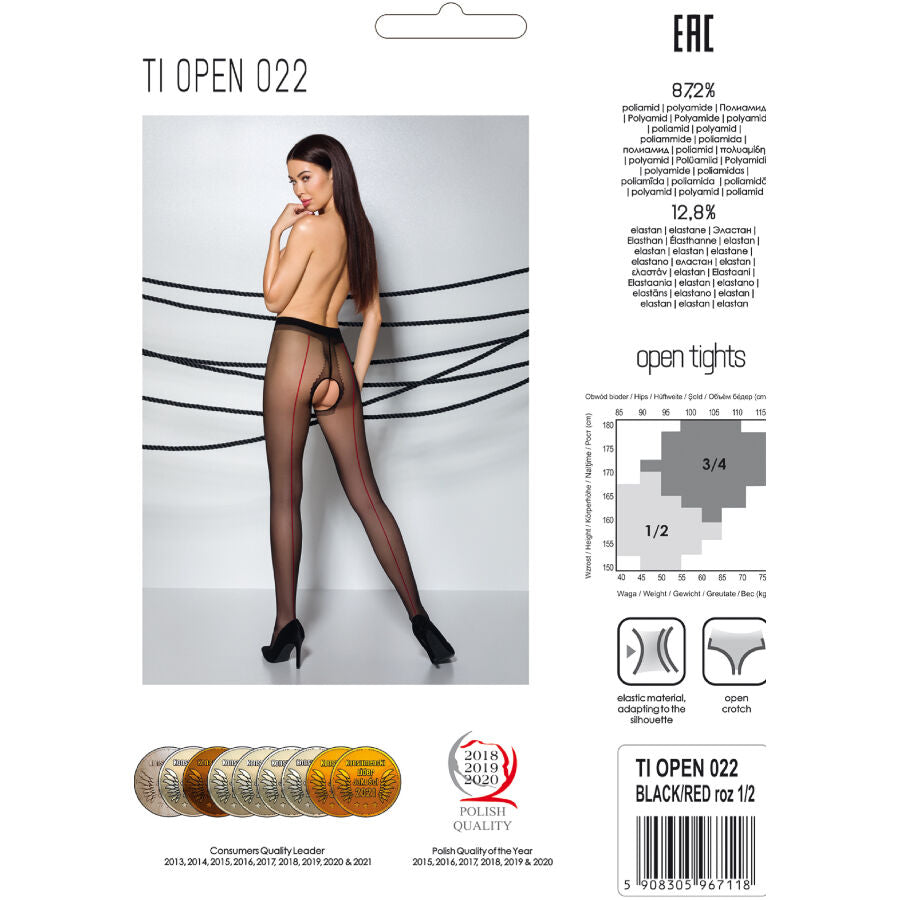 Collant Tiopen 022 Nero/rosso 3/4 20 den di Passion, immagine 5