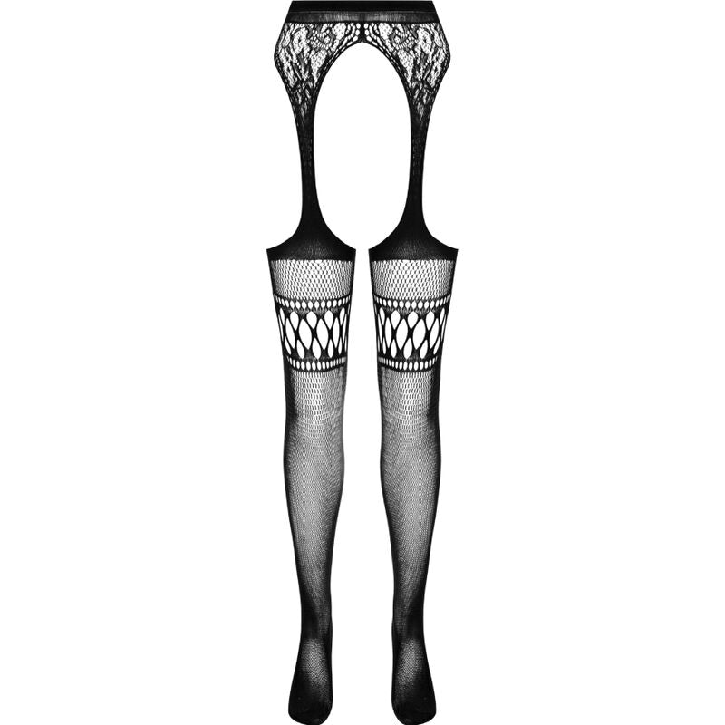 Collant S026 nero con giarrettiera taglia unica di Passion, immagine 5