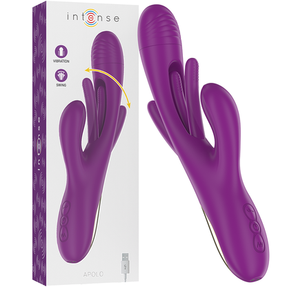 Vibratore Apolo multifunzione ricaricabile 7 vibrazioni con lingua oscillante viola di Intense