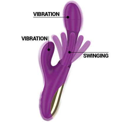 Vibratore Apolo multifunzione ricaricabile 7 vibrazioni con lingua oscillante viola di Intense, immagine 3