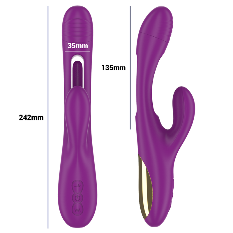 Vibratore Apolo multifunzione ricaricabile 7 vibrazioni con lingua oscillante viola di Intense, immagine 4