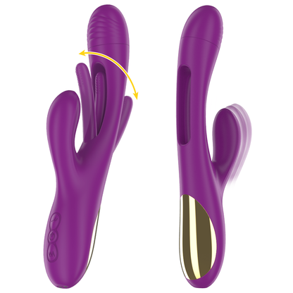 Vibratore Apolo multifunzione ricaricabile 7 vibrazioni con lingua oscillante viola di Intense, immagine 2