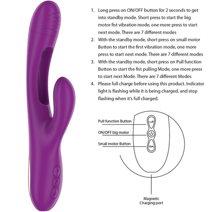 Vibratore Apolo multifunzione ricaricabile 7 vibrazioni con lingua oscillante viola di Intense, immagine 5