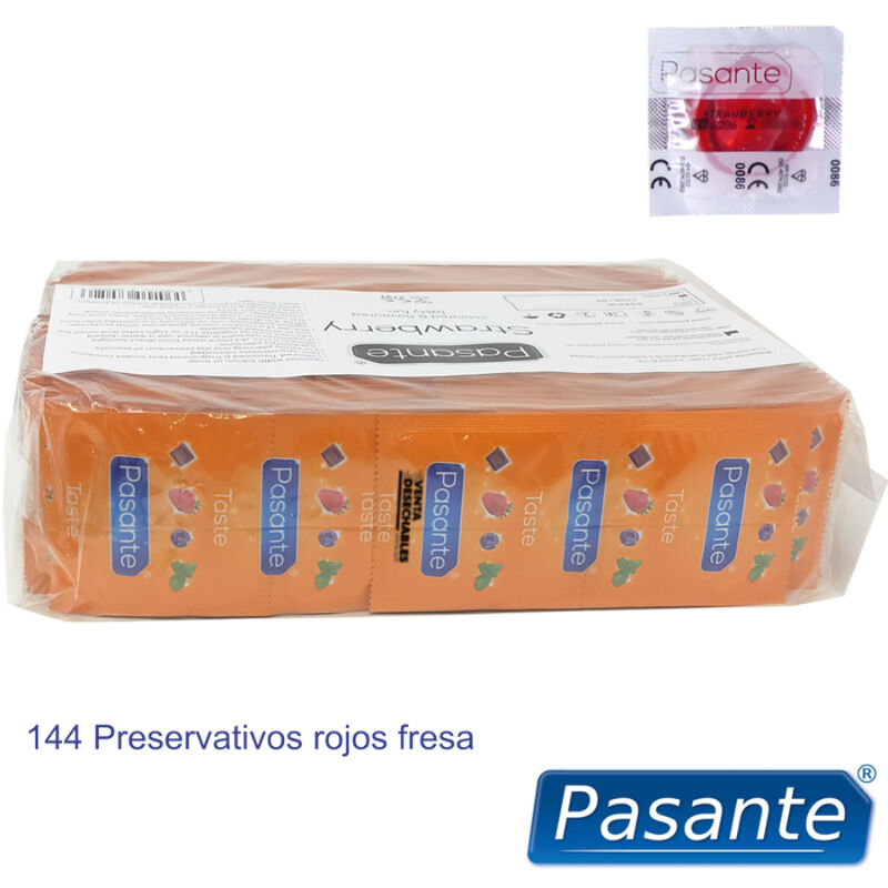 Preservativi gusto fragola borsa 144 unità di Pasante, immagine 3