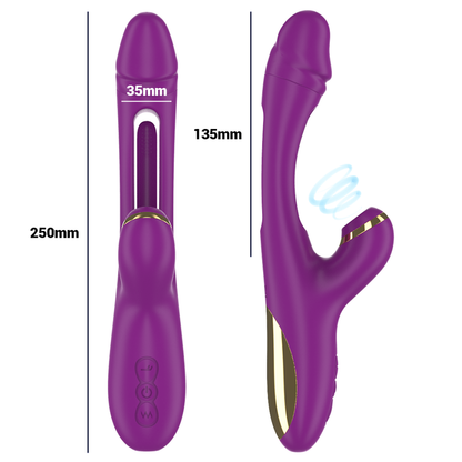 Vibratore Ateneo multifunzione ricaricabile 7 vibrazioni con lingua oscillante e aspirazione viola di Intense, immagine 4