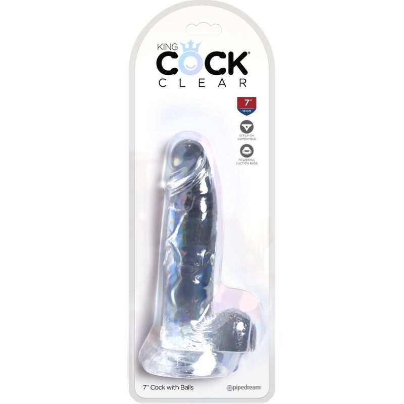 Dildo clear realistico con sfere 15.2 cm trasparente, immagine 5
