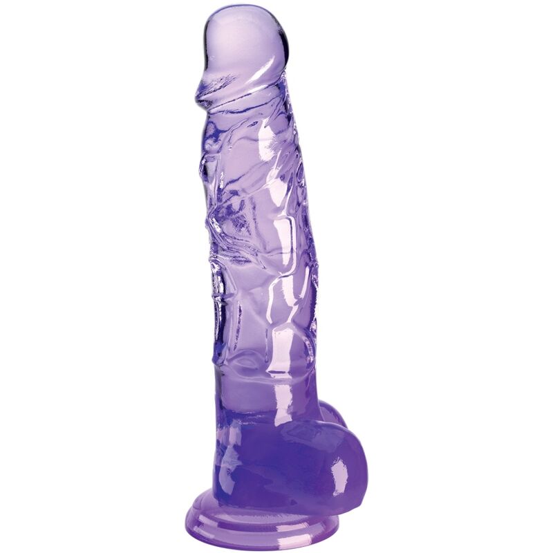 Dildo clear realistico con sfere 16.5 cm viola