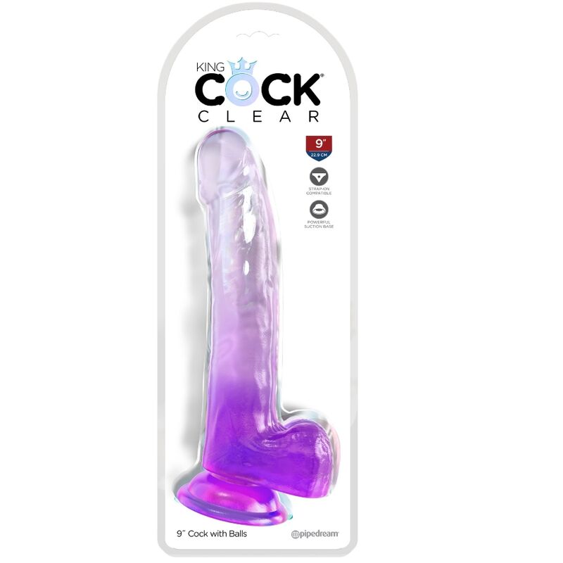 Dildo con testicoli Clear 20.3 cm viola, immagine 2