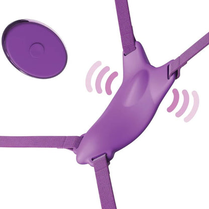 Ovetto vibrante pettorina con farfalla vibrante, ricaricabile e telecomando viola di Fantasy For Her