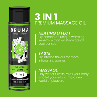 Olio da massaggio premium effetto calore sapore anguria 3 in 1 - 100 ml di Bruma, immagine 4