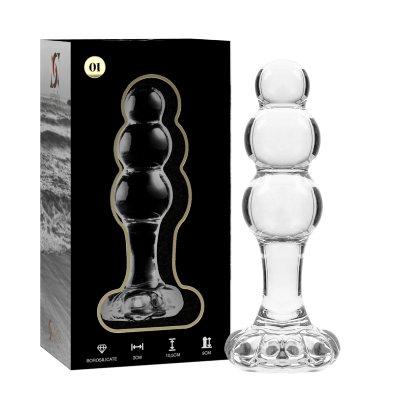 Plug anale modello 1 vetro borosilicato trasparente 10.5 cm Ø 3 cm di Nebula Series By Ibiza