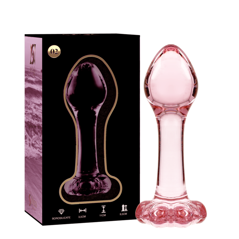 Plug anale Modello 2 vetro borosilicato rosa 11 cm Ø 3.5 cm di Nebula Series By Ibiza