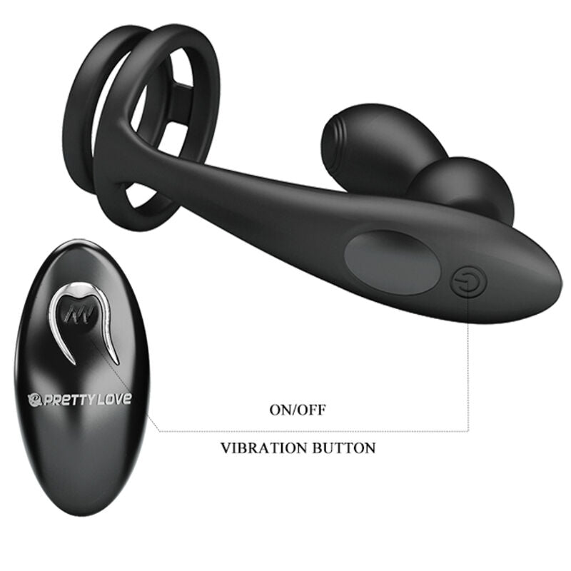 Anello per pene Marshall con plug anale vibrante con telecomando di Pretty Love, immagine 5