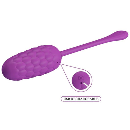 Uovo vibrante con texture marina ricaricabile viola di Pretty Love, immagine 7