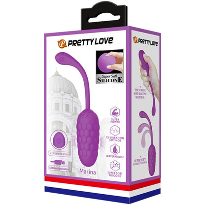 Uovo vibrante con texture marina ricaricabile viola di Pretty Love, immagine 9