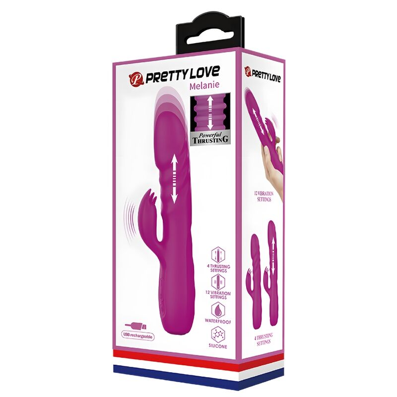 Vibratore coniglio ricaricabile Melanie viola di Pretty Love, immagine 8