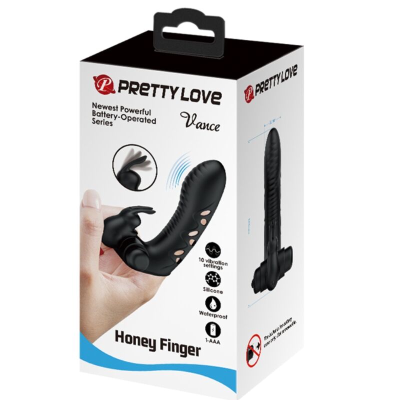 Copertura per dita vibratore coniglio nero Vance di Pretty Love, immagine 9