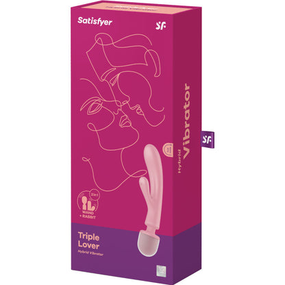Massaggiatore vibratore coniglio triple lover rosa di Satisfyer, immagine 7