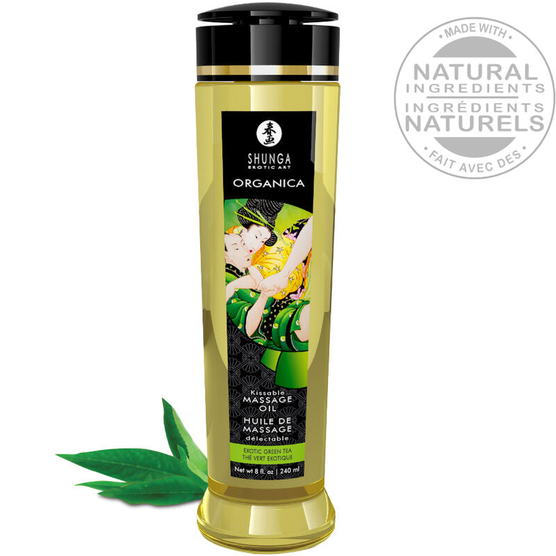 Olio da massaggio biologico tè verde 240 ml di Shunga