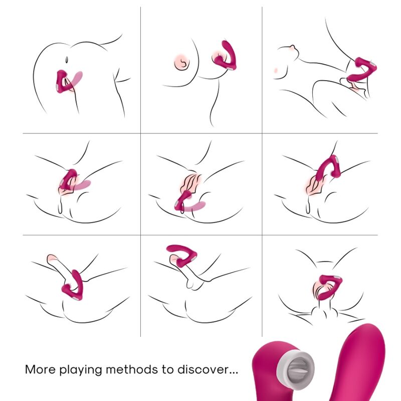 Vibratore Secretkiss licking clitoride & vibratore curvo fucsia di Armony, immagine 4