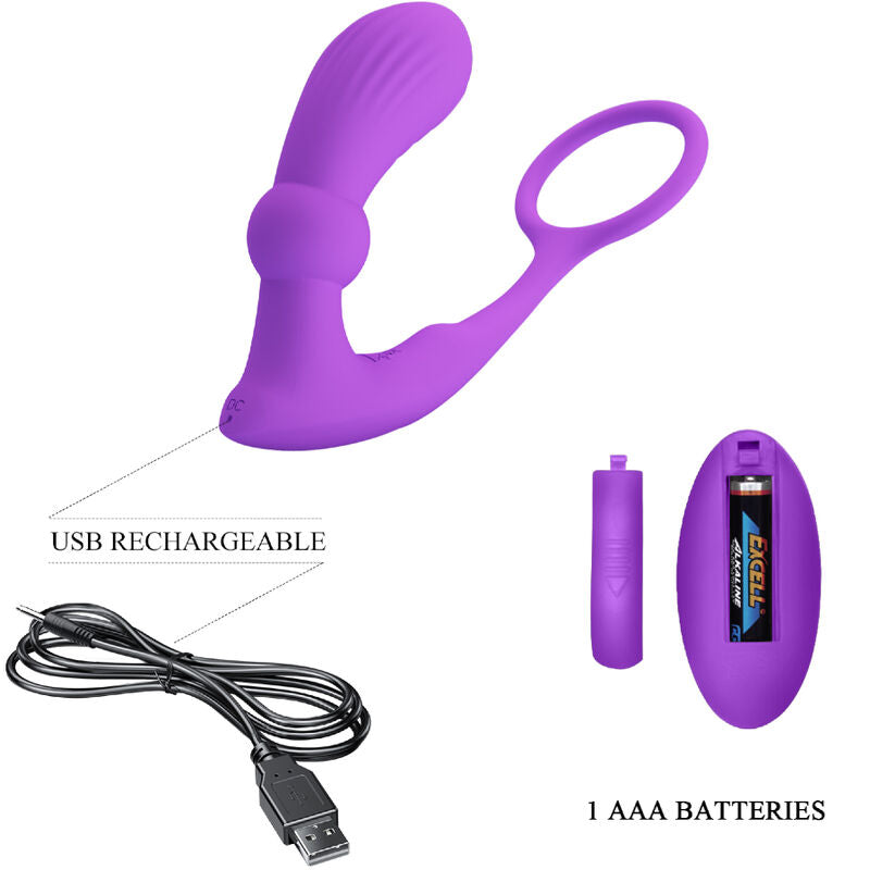 Anello Warren e vibratore anale viola di Pretty Love, immagine 5