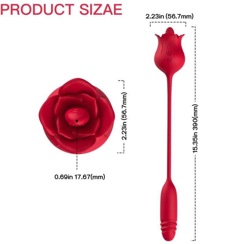 Leccata di rosa Clitorite vibrante e vibratore rosso di Armony, immagine 4