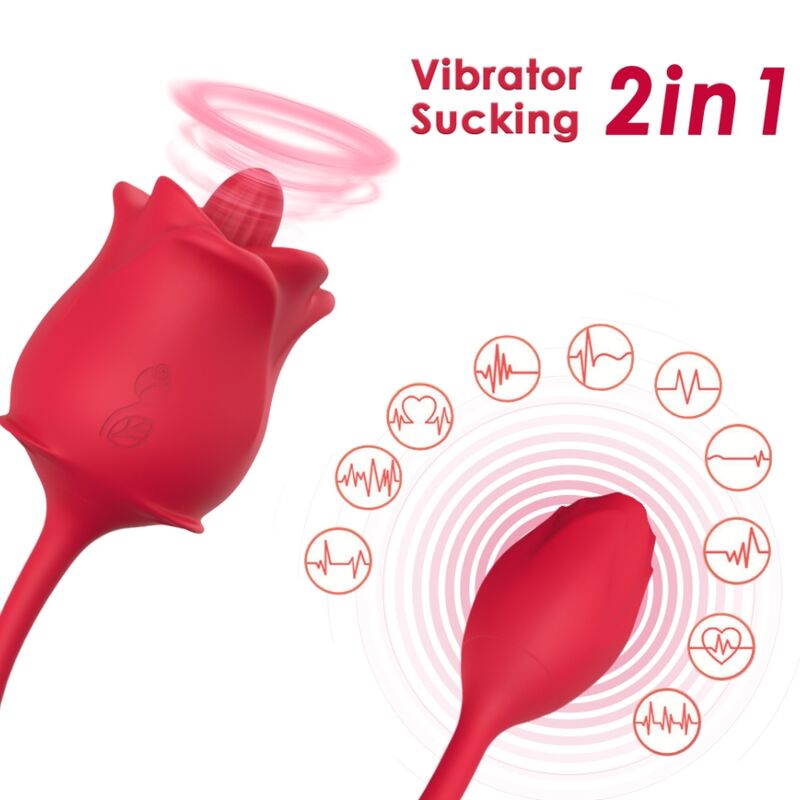 Stimolatore e vibratore rosa 2 in 1 con aspirazione e coda rossa 10 modalità di Armony