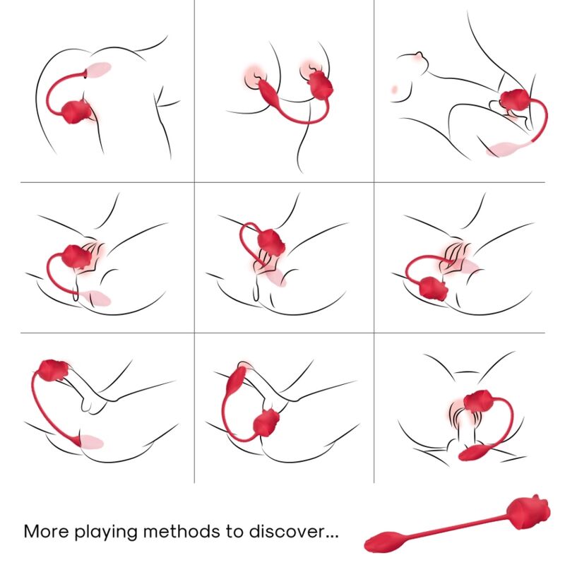 Stimolatore e vibratore rosa 2 in 1 con aspirazione e coda rossa 10 modalità di Armony, immagine 2