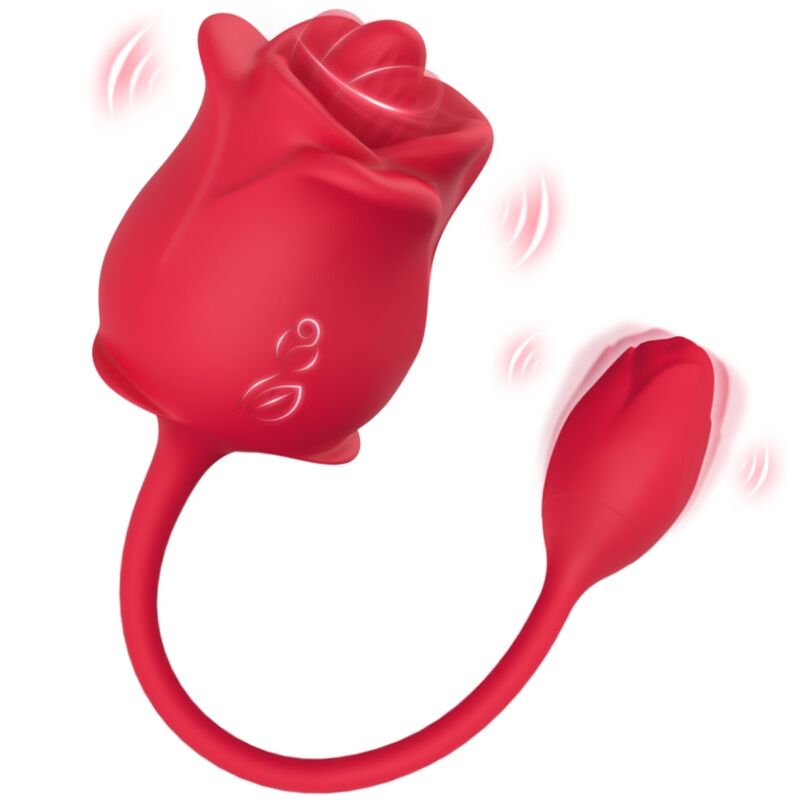 Stimolatore e vibratore rosa 2 in 1 con aspirazione e coda rossa 10 modalità di Armony, immagine 5