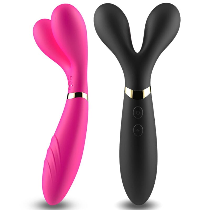 Massaggiatore e vibratore a Y-wand doppia testa fucsia di Armony, immagine 4