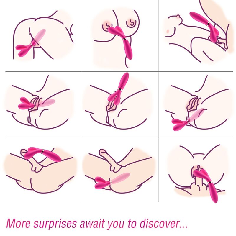 Massaggiatore e vibratore a Y-wand doppia testa fucsia di Armony, immagine 2