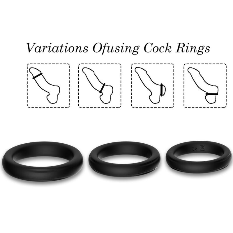Anello triplo in silicone nero di Armony, immagine 4