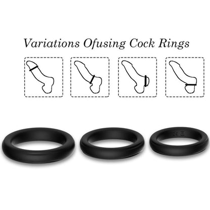 Anello triplo in silicone nero di Armony, immagine 4