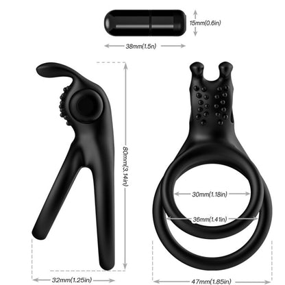 Anello vibratore doppio Traveller per coppia rabbit black di Armony, immagine 3