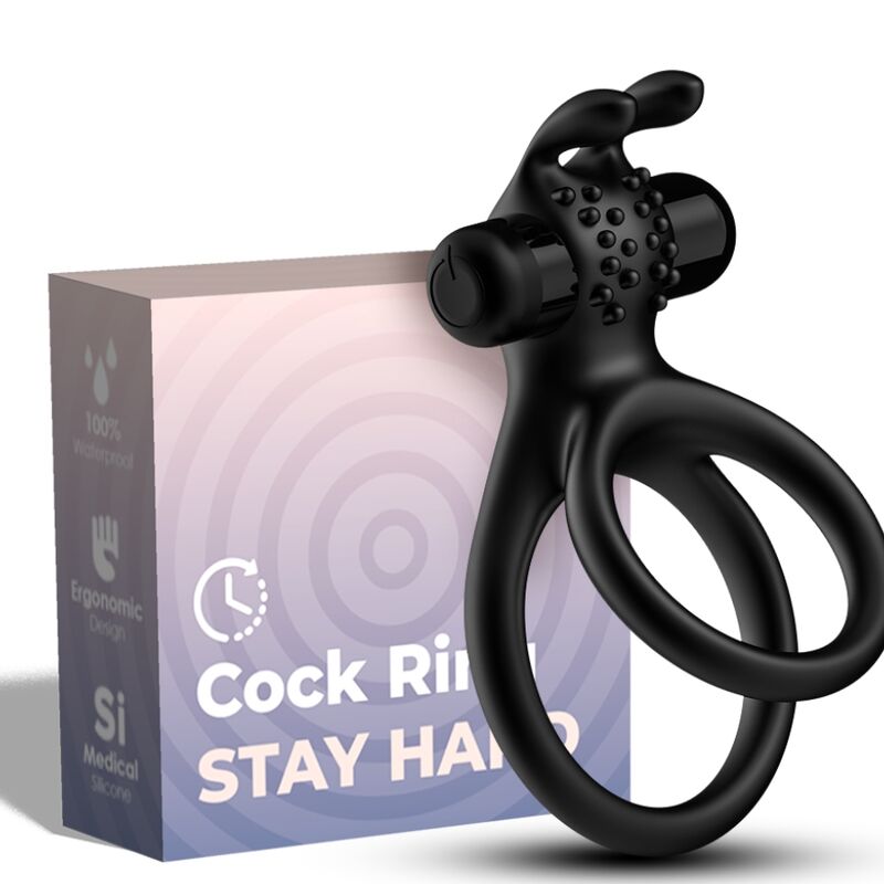 Anello vibratore doppio Traveller per coppia rabbit black di Armony