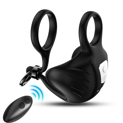 Anello vibratore Manta scroto telecomando nero di Armony