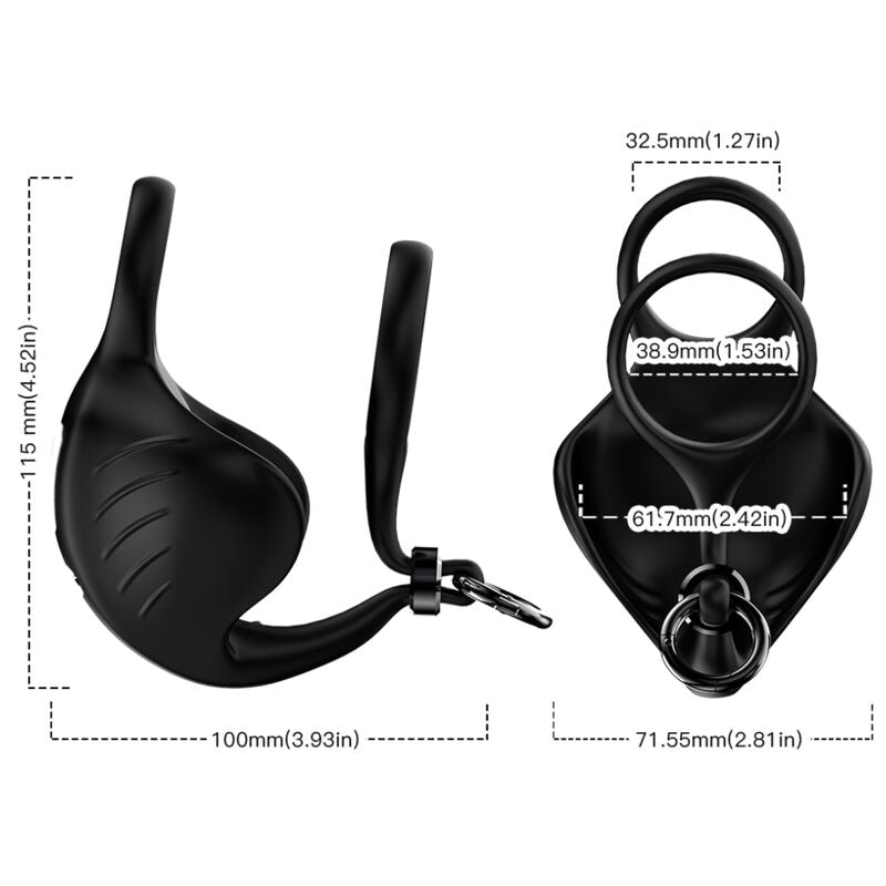 Anello vibratore Manta scroto nero di Armony, immagine 2