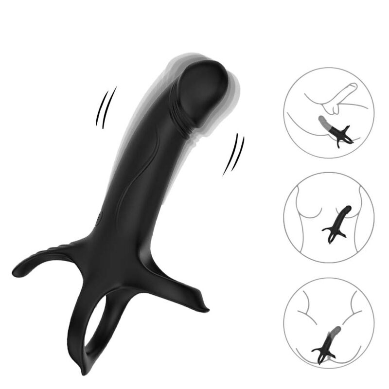 Dildo con anello e vibratore telecomando nero di Armony, immagine 2