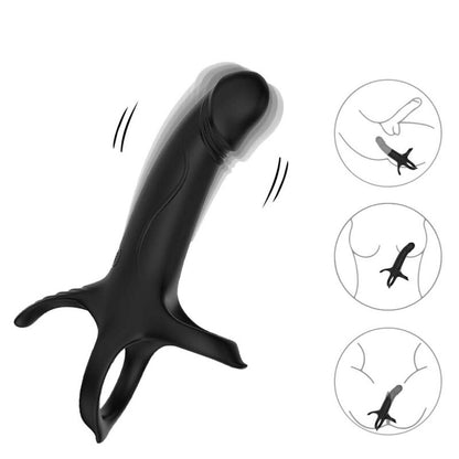 Dildo con anello e vibratore telecomando nero di Armony, immagine 2