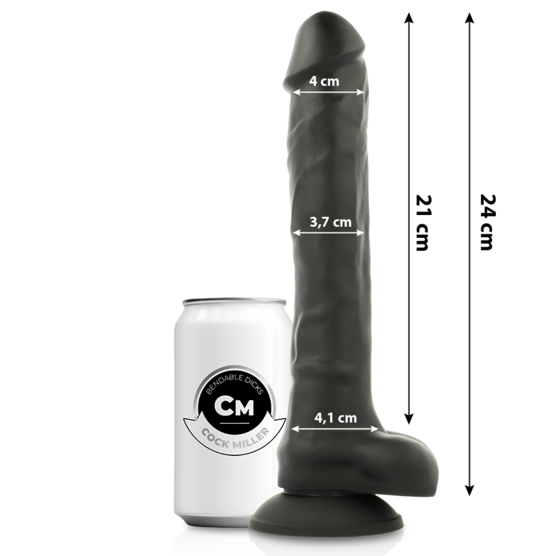 Dildo cocksil articolabile in silicone Densit nero 24 cm