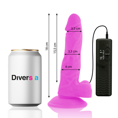 Dildo vibrante flessibile viola 18 cm Ø 4 cm di Diversia, immagine 2