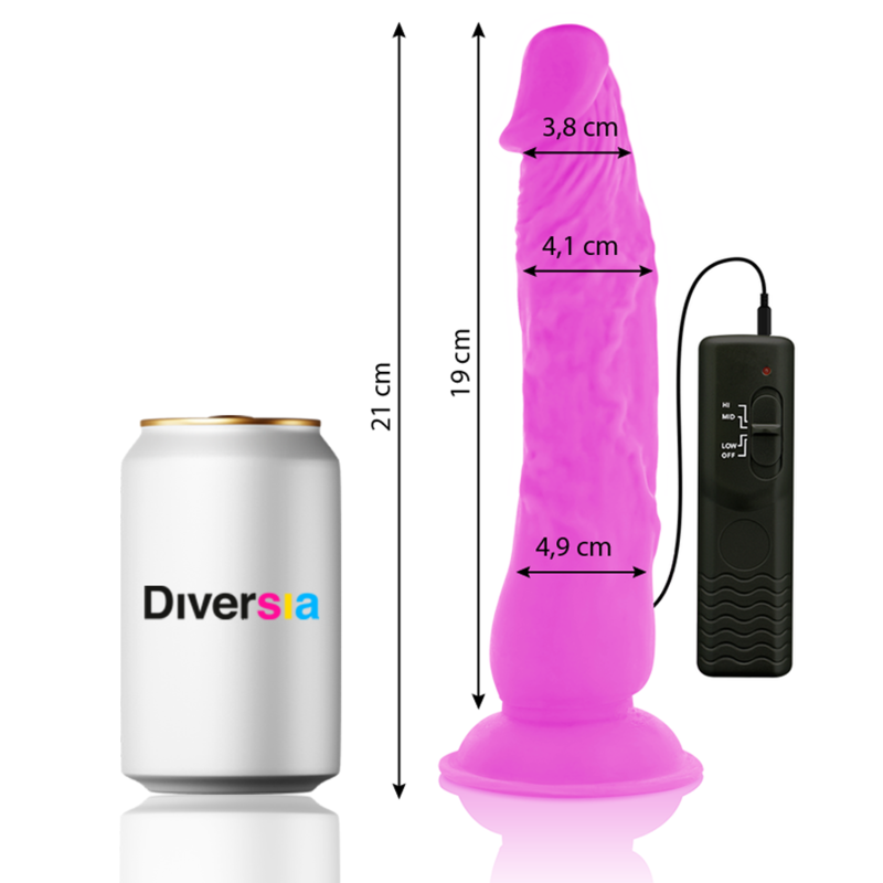 Dildo vibrante flessibile viola 21 cm Ø 4.9 cm di Diversia, immagine 2