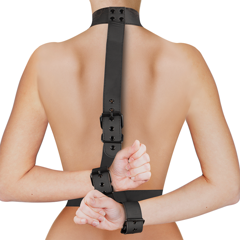 Set di contenimento del corpo con colletto e polsini di Fetish Submissive Bondage, immagine 3