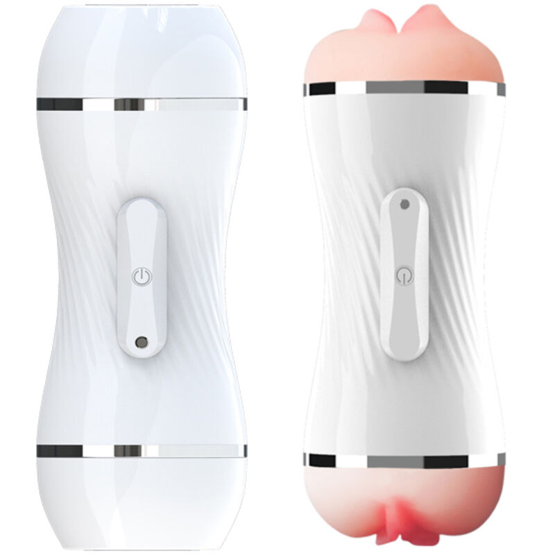 Masturbatore vibratore doppio per vagina e bocca bianco di Armony, immagine 2