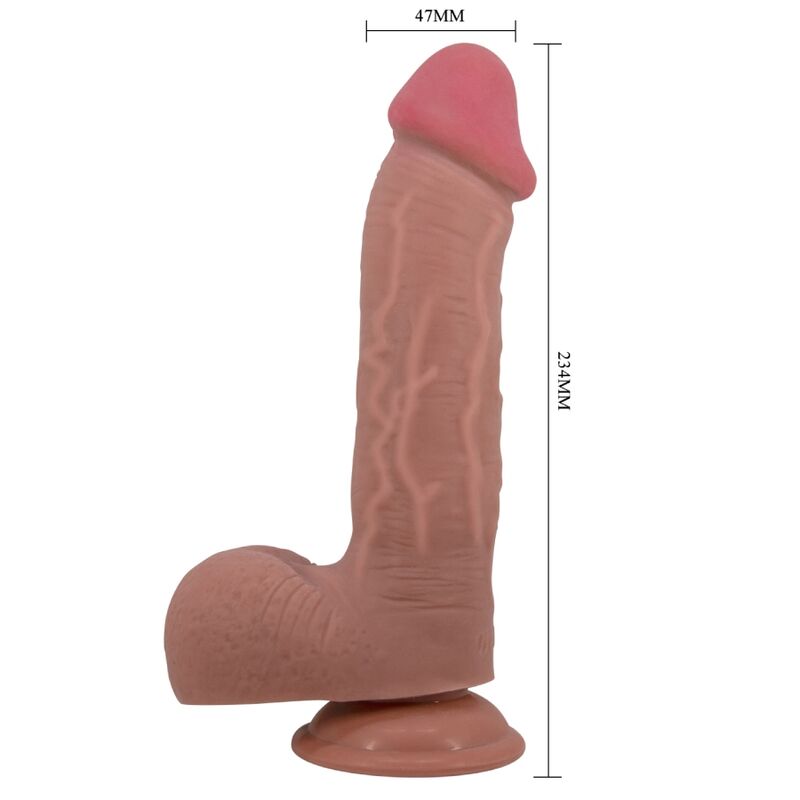 Dildo realistico Sliding skin series con ventosa scorrevole della pelle marrone 23,4 cm di Pretty Love, immagine 4
