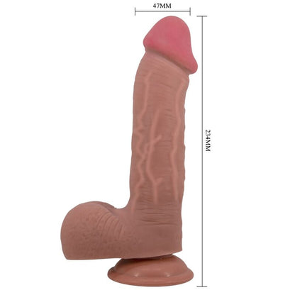 Dildo realistico Sliding skin series con ventosa scorrevole della pelle marrone 23,4 cm di Pretty Love, immagine 4