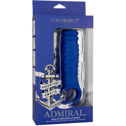 Sex toy anale admiral copertura per pene con perline in silicone liquido blu di Calexotics, immagine 6